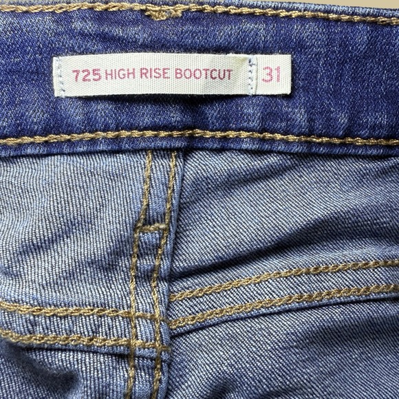 Levi's 725 High Rise Bootcut Jeans Women's Size 31 Blue Denim Stretch Slim Fit - Picture 2 of 13